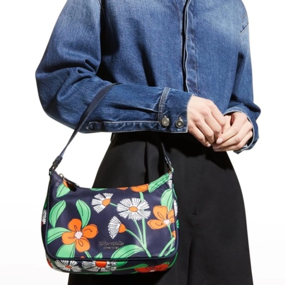 Kate Spade Floral Shoulder Bag - Navy and Orange